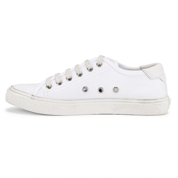 Saint Laurent Malibu Canvas Sneaker - White Distressed Logo 37.5 or 7/7.5 - Picture 5 of 14